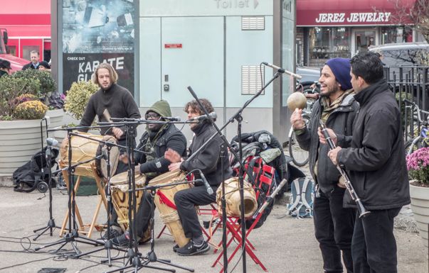 La Cumbiamba jams in the plaza.
