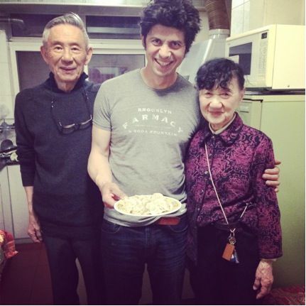 William, Russell and Lucy with homemade jioazi upon our arrival.