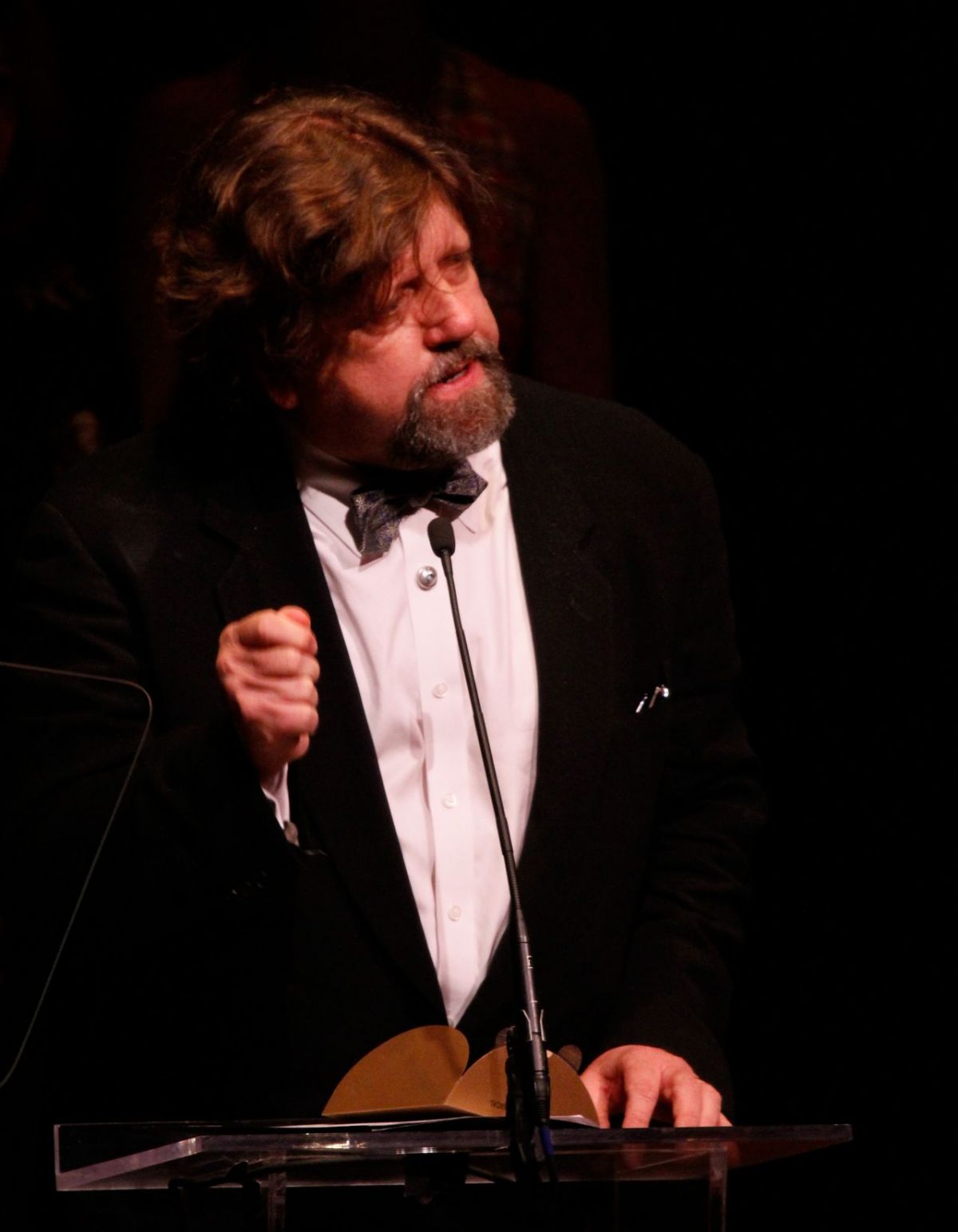 Public Theater Artistic Director, Oskar Eustis, accepted the lead actress award for Ruthie Ann Miles.