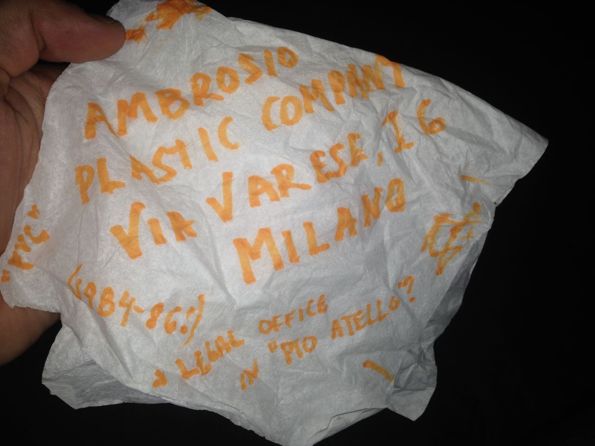 Replica of the notes I jotted down in the back of the cab.