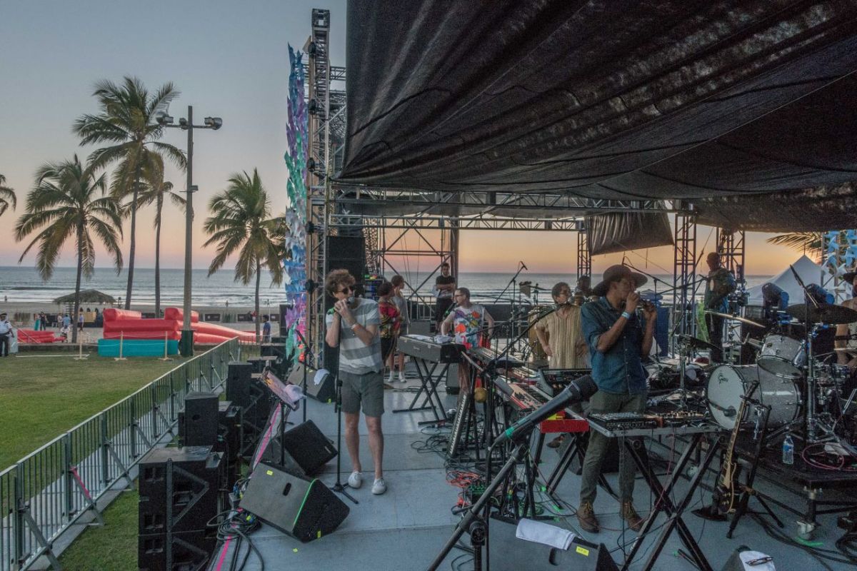 Here we are at rehearsal—not a bad place to rehearse!