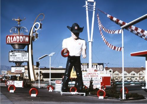 Photograph of the Las Vegas strip from the Venturi, Brown, Izenour book 'Learning from Las Vegas.'